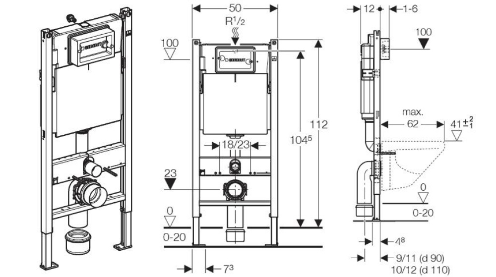Инсталляция Geberit с безободковым унитазом Gustavsberg Hygienic Flush 5G84HR01, сиденье микролифт