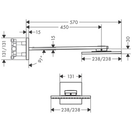 Axor ShowerSolution 35310000 Верхний душ, 250x250мм, 2jet, с  держателем 450мм, настенный монтаж, цв
