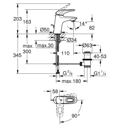 Смеситель для раковины Grohe Eurostyle New 23374LS3 стандартный