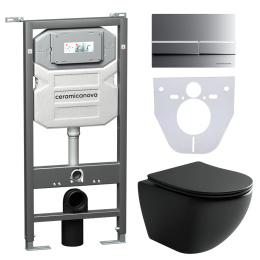 Фото Подвесной унитаз Ceramica Nova CN4002MB_1002M_1000 Сет 4 в 1 Rimless с системой инсталляции
