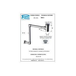 Remer WASTES AND OVERFLOWS 984S Сифон built-in drain с донным клапаном без перелива и квадратной заг