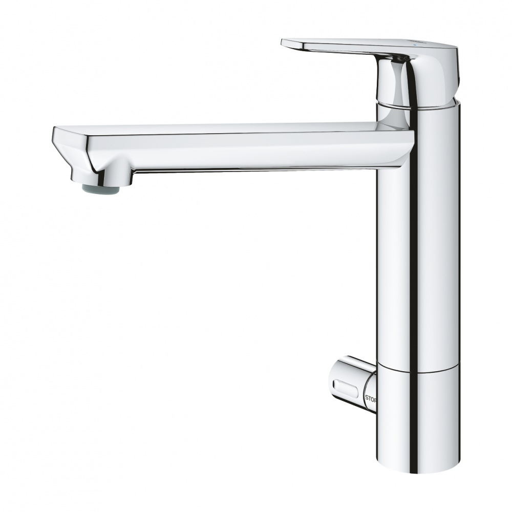 Фото Смеситель Grohe BauEdge 31696000 для кухонной мойки, с запорным вентилем, средний излив