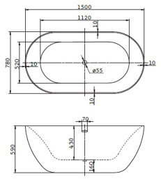 Фото Акриловая ванна 150x78 BelBagno (BB27), прямоугольная
