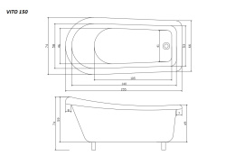 Акриловая ванна 155x74 Cerutti (CT9669), овальная