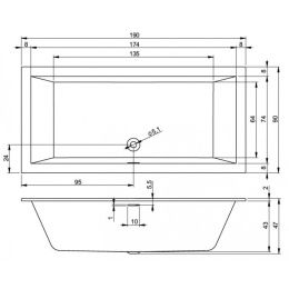 Ванна акриловая 200x90 RIHO RETHING CUBIC B110013005