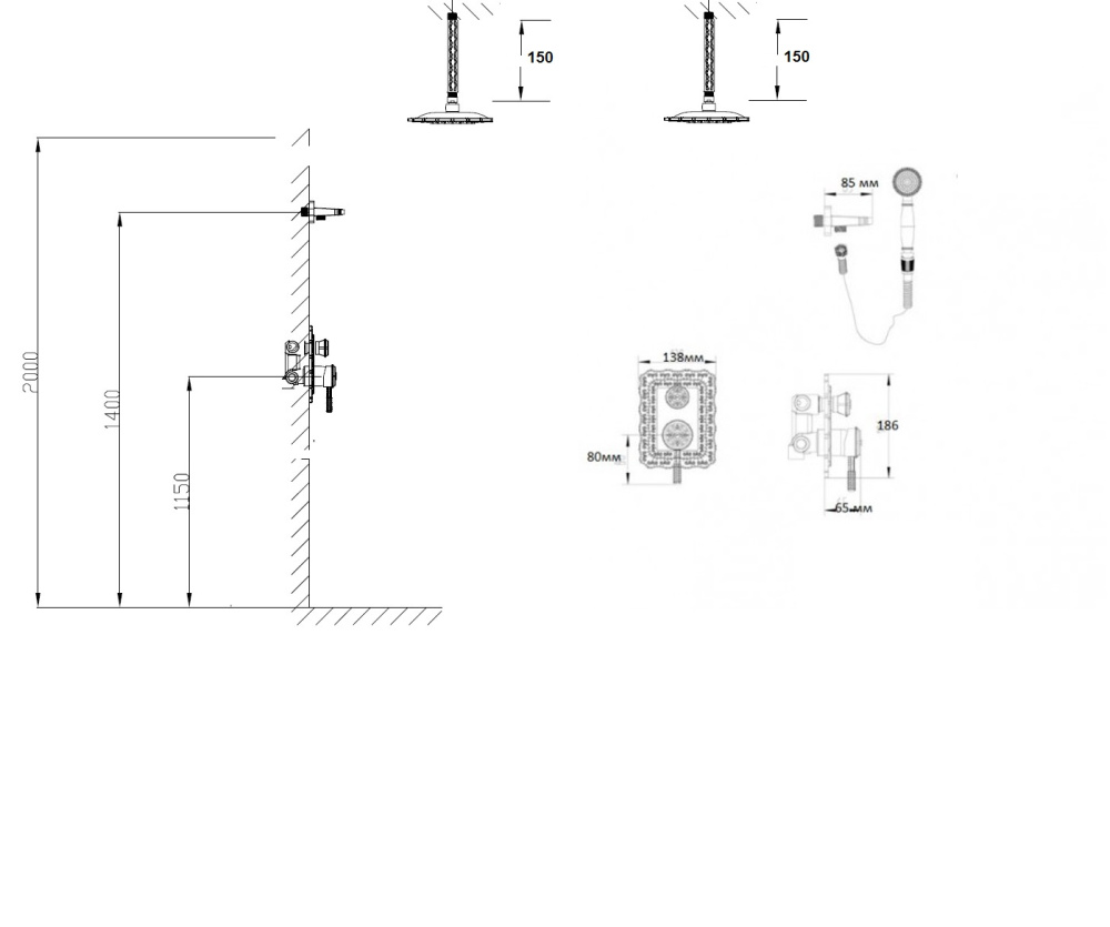 Фото Душевой комплект Bronze de Luxe Windsor (10138/1DF) бронза