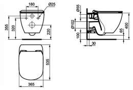 Инсталляция с унитазом Ideal Standard Tesi T387201, сиденье микролифт, клавиша хром, комплект