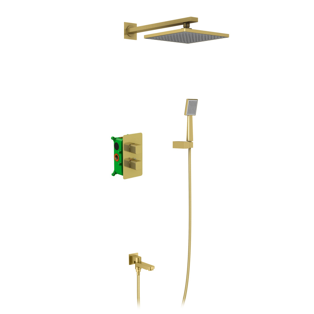 Фото Душевая система встроенная с термостатом Timo Petruma SX-5049/17SM золото матовое