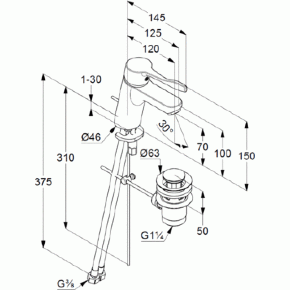 Фото Смеситель для раковины Kludi Pure&Easy (372840565) хром