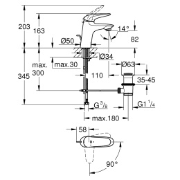 Grohe Eurostyle New 23709003 Смеситель для раковины, стандартный
