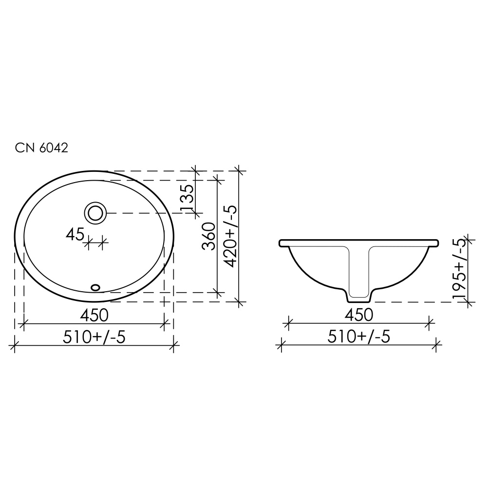 Раковина встраиваемая Ceramicanova Element CN6042 51х42 см