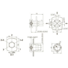 Фото Встраиваемый дивертор Paini Ovo 86CR471 хром