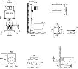 Инсталляция Jacob Delafon E21747RU-00 с безободковым унитазом Struktura compact EDF102, сиденье микр