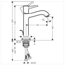 Смеситель для раковины 31302000 Hansgrohe Metropol Classic (хром)
