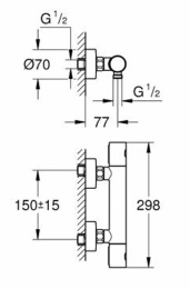 Фото Grohe Grohtherm 1000 Cosmopolitan 34065GL2 Термостат для душа, с подключением шланга