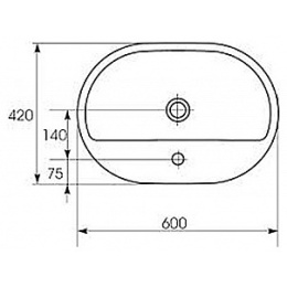 Раковина встраиваемая: CASPIA 60 OVAL 1 отв., овальная, белый, Сорт1 Cersanit UM-CAS60/1-O