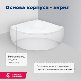 Акриловая ванна Aquanet Vitoria 130x130 (00205371) Белый