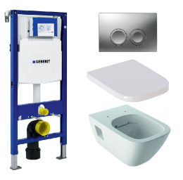 Инсталляция Geberit с безободковым унитазом Geberit Renova Plan 500.378.01.1, сиденье микролифт, ком