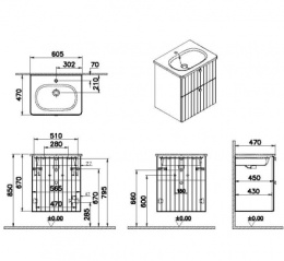 Тумба с раковиной Vitra Root Groove (69415) белый