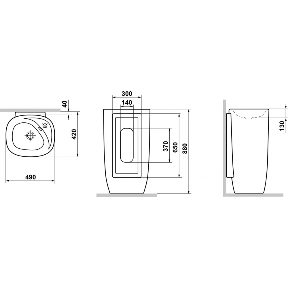 Раковина напольная Laguraty 2180W, 49 х 46 х 88 см
