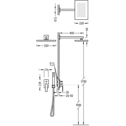 Фото Душевая система Tres Slim (20218006NM) черный, матовый
