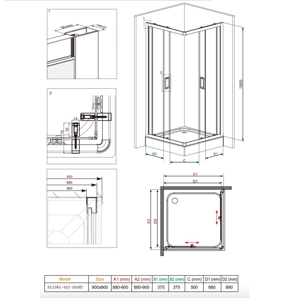Damixa Skyline DX35WG-403-090MT Душевое ограждение 90х90 см, без поддона