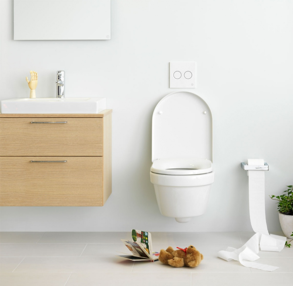 Инсталляция Geberit с безободковым унитазом Gustavsberg Hygienic Flush 5G84HR01, сиденье микролифт