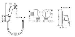 Фото Гигиенический душ со смесителем Hansgrohe Setlogis 71666000+27454000+32127000