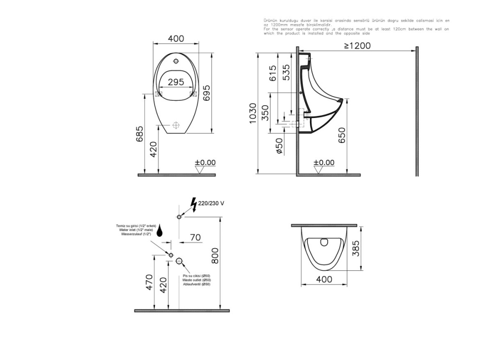 Фото Писсуар VitrA Arkitekt Urinal (Аркитект Уринал) 4106B003-5598