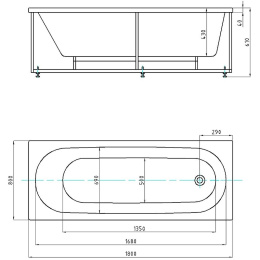 Фото Акриловая ванна 180x80 Aquatek (OBR180-0000008), прямоугольная