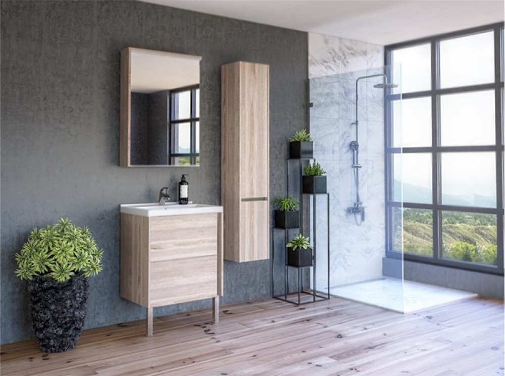 Зеркальный шкаф Aquaton Стоун 60 грецкий орех 1A231502SXC80