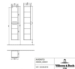 Пеналы для ванной комнаты Villeroy Boch Avento A89400VH Шкаф пенал для ванной комнаты, петли слева (Arizona Oak)