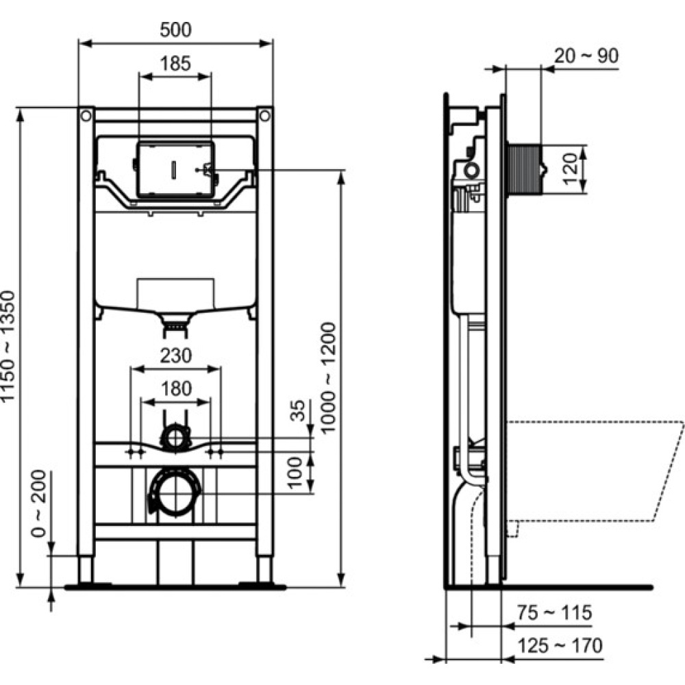 Инсталляция Ideal Standard с унитазом Esedra AquaBlade T386001, сиденье микролифт, комплект (T387301