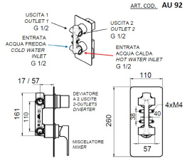 Remer Absolute AU92VO Смеситель для ванны встраиваемый (бронза)