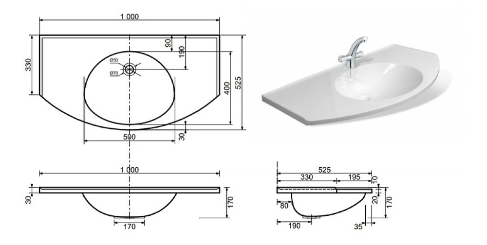 Фото Раковина Эстет Флорида 100 ФР-00000802 Белая