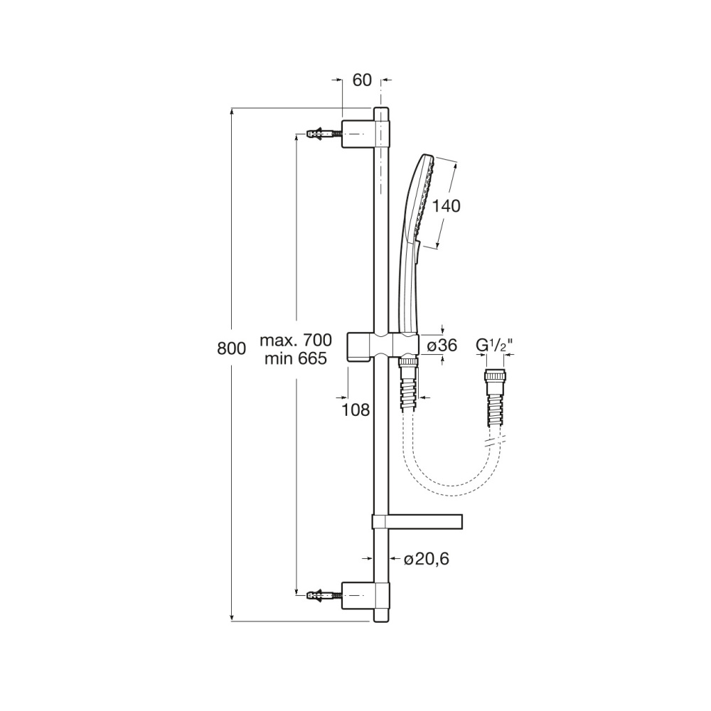 Душевой гарнитур Roca Plenum (5B1A10CB0) хром, белый