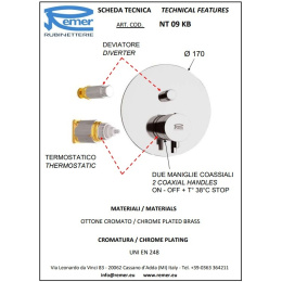 Remer MINIMAL THERMO NT09KBVO Термостатический смеситель для ванны - внешняя часть (бронза)