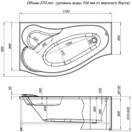 Фронтальная панель для ванны Aquanet Palma 170 L черная