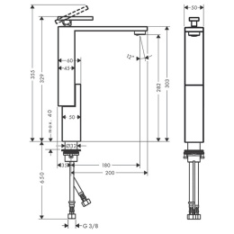 Axor Edge 46031300 Смеситель для раковины 280 на 1 отв., с push/open донным клапаном, излив 180мм, а
