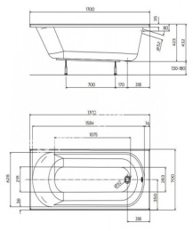 Акриловая ванна 170x70 KOLO (XWP1270000), прямоугольная