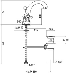 Фото Смеситель для раковины 1232012V0br Vivaldi GATTONI