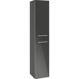 Villeroy Boch Avento A89400B3 Шкаф пенал для ванной комнаты, петли слева (чёрное стекло)