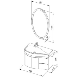 Мебель для ванной Aquanet Сопрано 95 L черный (2 дверцы 2 ящика)