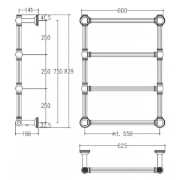 Полотенцесушитель электрический 60х80 MARGAROLI ARMONIA 9-512/R ВОХ Matt Black Brush Nickel 9512R550