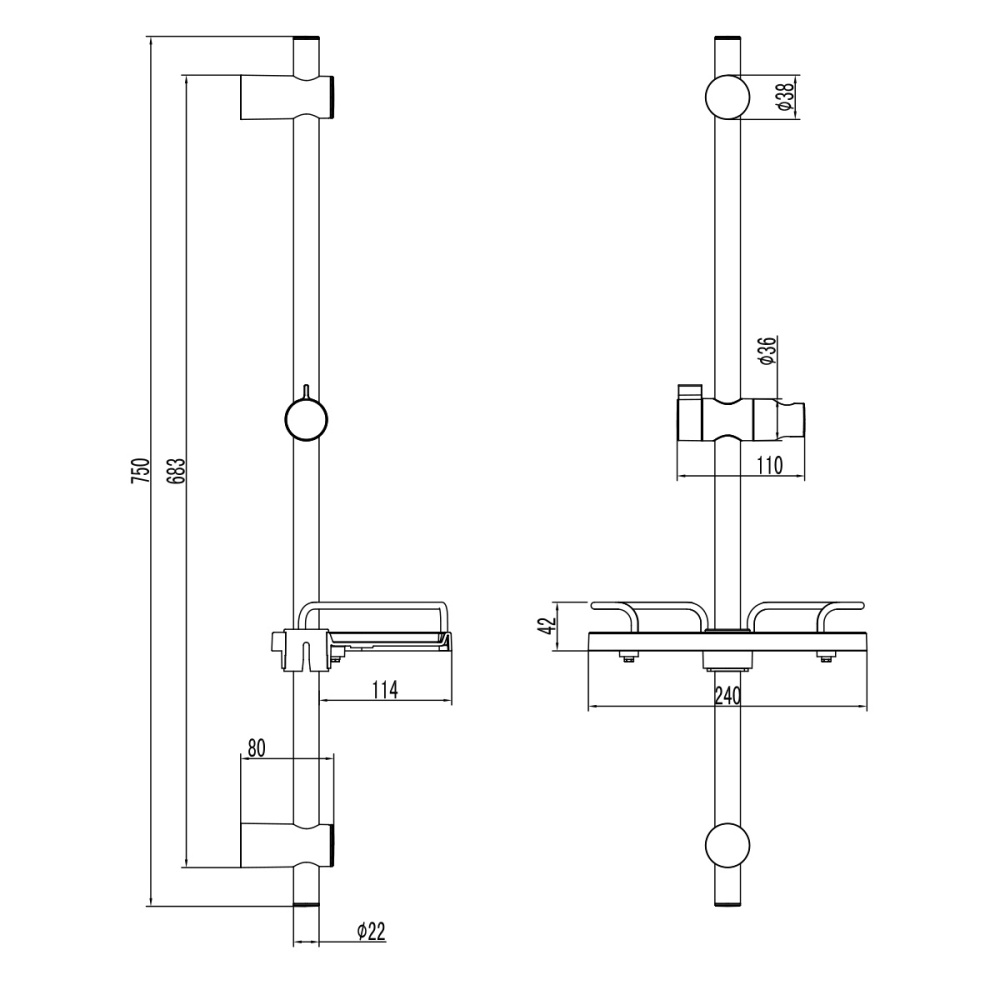 Стойка душевая Lemark (LM3775GM) графит