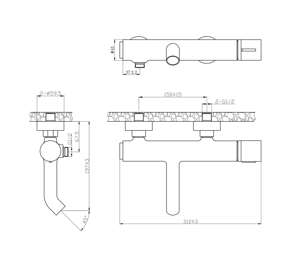 Фото Комплект для ванны Bronze de Luxe Focus (24603BG) черный