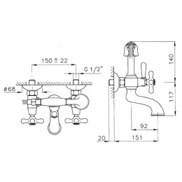 Фото Смеситель Nicolazzi Nuova Brenta 2501AG для ванны с ручным душем