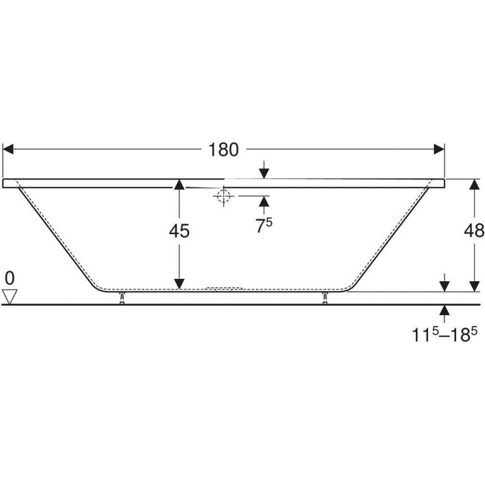 Акриловая ванна 180x80 Geberit (650580000), прямоугольная