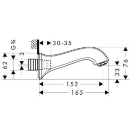 Излив на ванну 31413 000 Hansgrohe Metris Classic