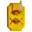 Термостатический смеситель Cisal Arcana Toscana TS01810024 с переключателем на 2 выхода, цвет золото